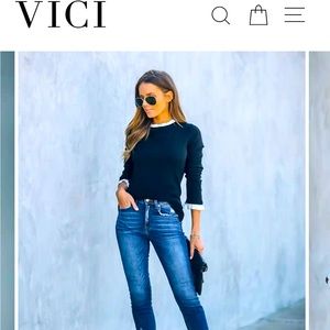 VICI dolls black & white ruffle blouse sz M